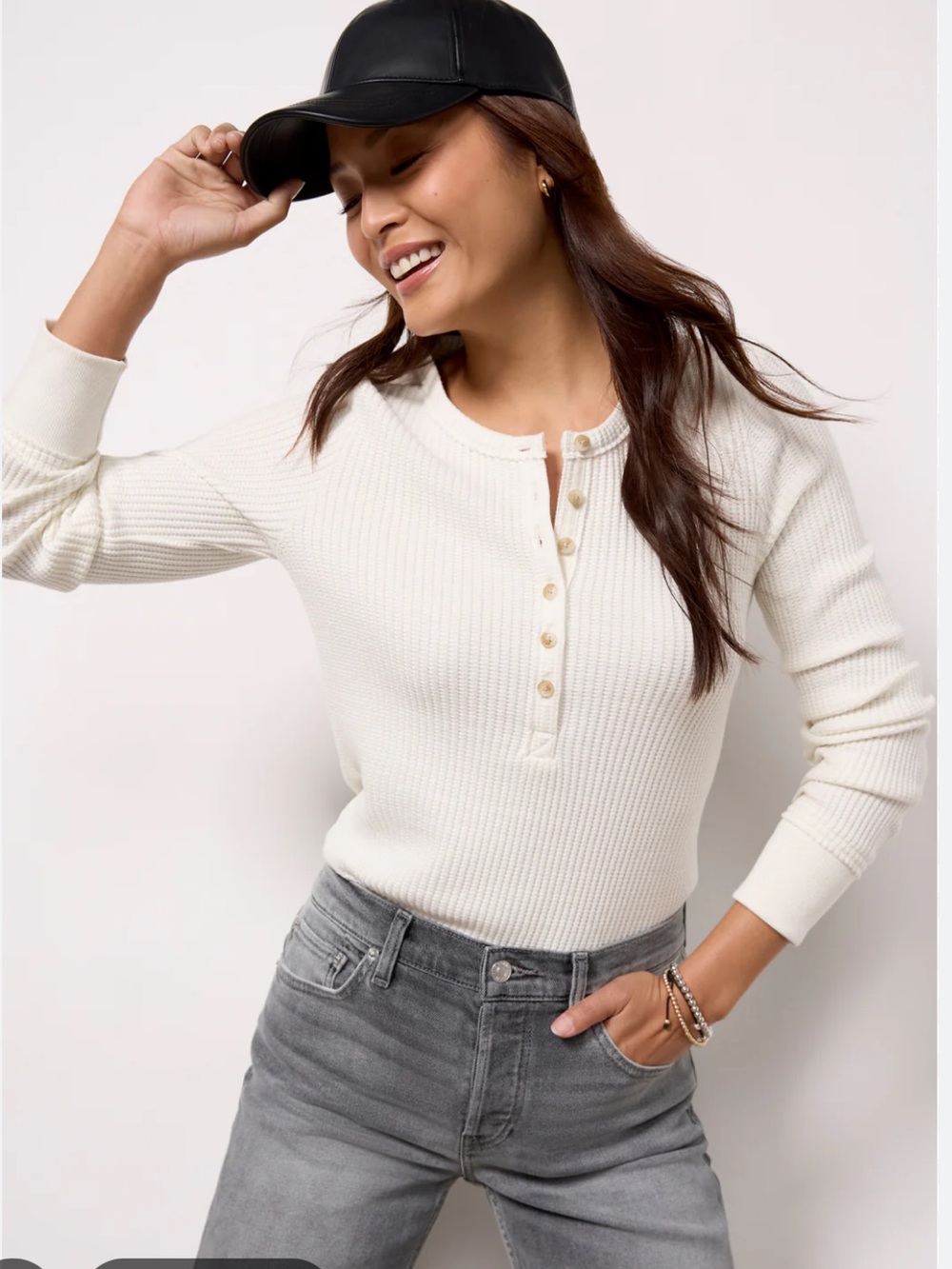 Faherty Women's Legend Apres Waffle Henley - Egret